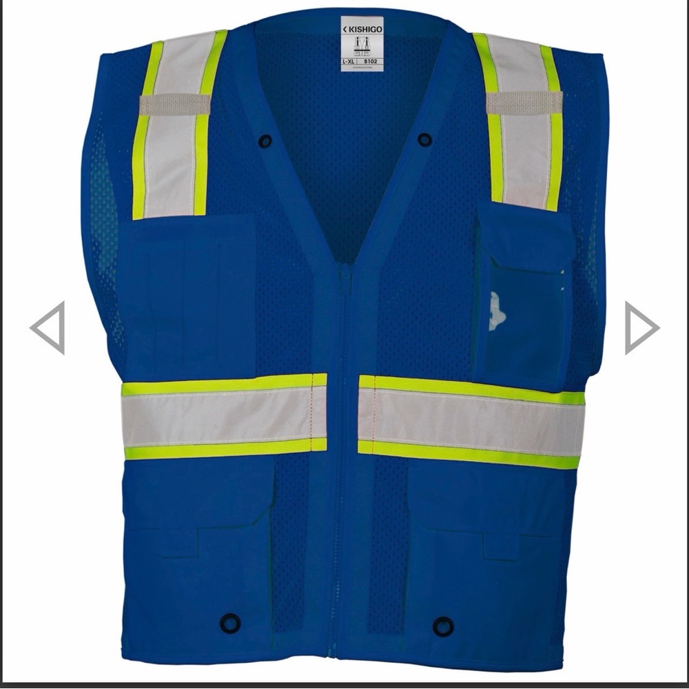 Kishigo Blue Safety Vest with Reflective Stripes